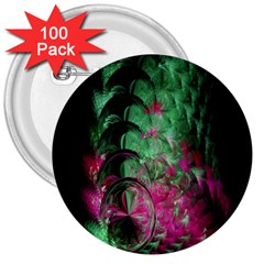 Pink And Green Shapes Make A Pretty Fractal Image 3  Buttons (100 Pack)  by Simbadda