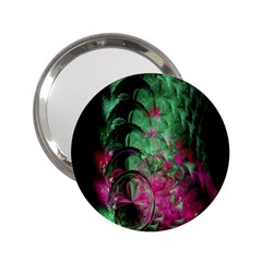 Pink And Green Shapes Make A Pretty Fractal Image 2 25  Handbag Mirrors by Simbadda