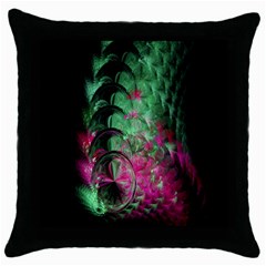 Pink And Green Shapes Make A Pretty Fractal Image Throw Pillow Case (black) by Simbadda