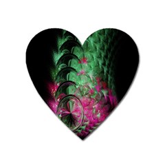 Pink And Green Shapes Make A Pretty Fractal Image Heart Magnet by Simbadda