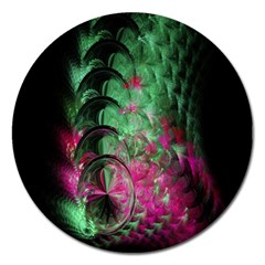 Pink And Green Shapes Make A Pretty Fractal Image Magnet 5  (round) by Simbadda