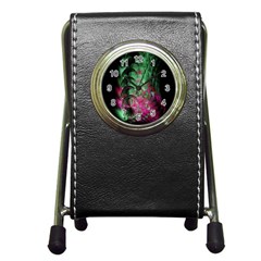 Pink And Green Shapes Make A Pretty Fractal Image Pen Holder Desk Clocks by Simbadda