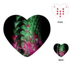 Pink And Green Shapes Make A Pretty Fractal Image Playing Cards (heart)  by Simbadda