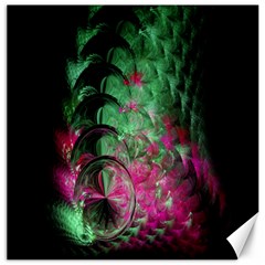 Pink And Green Shapes Make A Pretty Fractal Image Canvas 12  X 12   by Simbadda