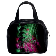 Pink And Green Shapes Make A Pretty Fractal Image Classic Handbags (2 Sides) by Simbadda