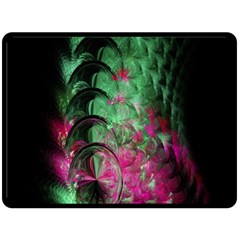 Pink And Green Shapes Make A Pretty Fractal Image Fleece Blanket (large)  by Simbadda