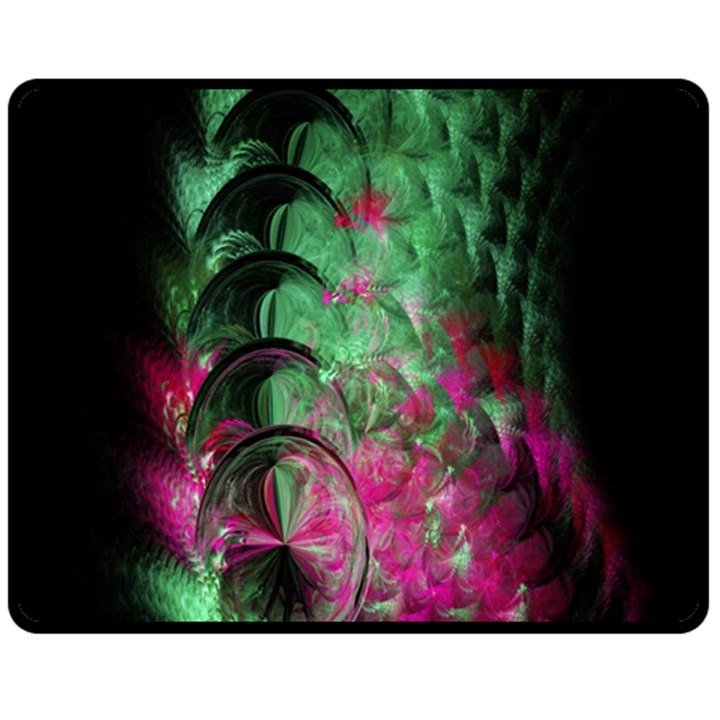 Pink And Green Shapes Make A Pretty Fractal Image Fleece Blanket (Medium) 