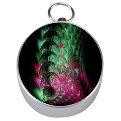 Pink And Green Shapes Make A Pretty Fractal Image Silver Compasses by Simbadda