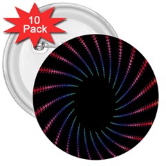 Fractal Black Hole Computer Digital Graphic 3  Buttons (10 Pack)  by Simbadda