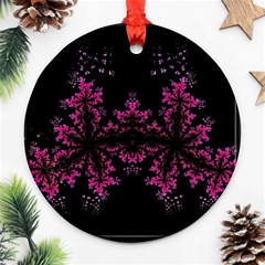 Violet Fractal On Black Background In 3d Glass Frame Ornament (round) by Simbadda