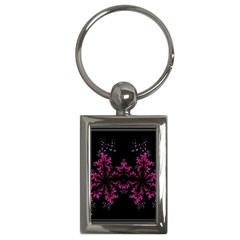 Violet Fractal On Black Background In 3d Glass Frame Key Chains (rectangle)  by Simbadda