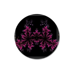 Violet Fractal On Black Background In 3d Glass Frame Magnet 3  (round) by Simbadda