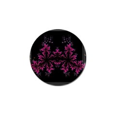 Violet Fractal On Black Background In 3d Glass Frame Golf Ball Marker (4 Pack) by Simbadda