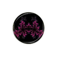 Violet Fractal On Black Background In 3d Glass Frame Hat Clip Ball Marker (4 Pack) by Simbadda