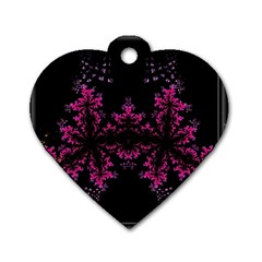 Violet Fractal On Black Background In 3d Glass Frame Dog Tag Heart (two Sides) by Simbadda