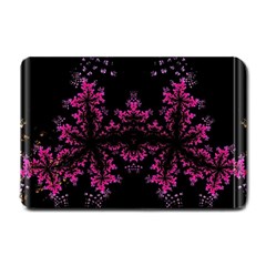 Violet Fractal On Black Background In 3d Glass Frame Small Doormat  by Simbadda