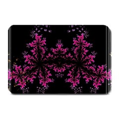 Violet Fractal On Black Background In 3d Glass Frame Plate Mats by Simbadda