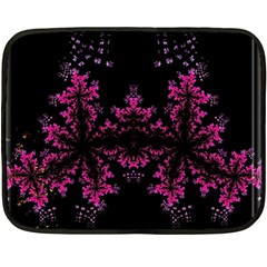 Violet Fractal On Black Background In 3d Glass Frame Double Sided Fleece Blanket (mini)  by Simbadda