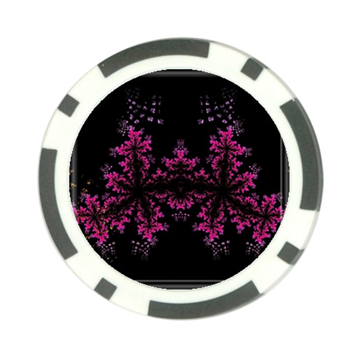 Violet Fractal On Black Background In 3d Glass Frame Poker Chip Card Guard (10 pack)