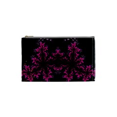 Violet Fractal On Black Background In 3d Glass Frame Cosmetic Bag (small)  by Simbadda