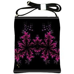 Violet Fractal On Black Background In 3d Glass Frame Shoulder Sling Bags by Simbadda