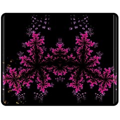 Violet Fractal On Black Background In 3d Glass Frame Fleece Blanket (medium)  by Simbadda