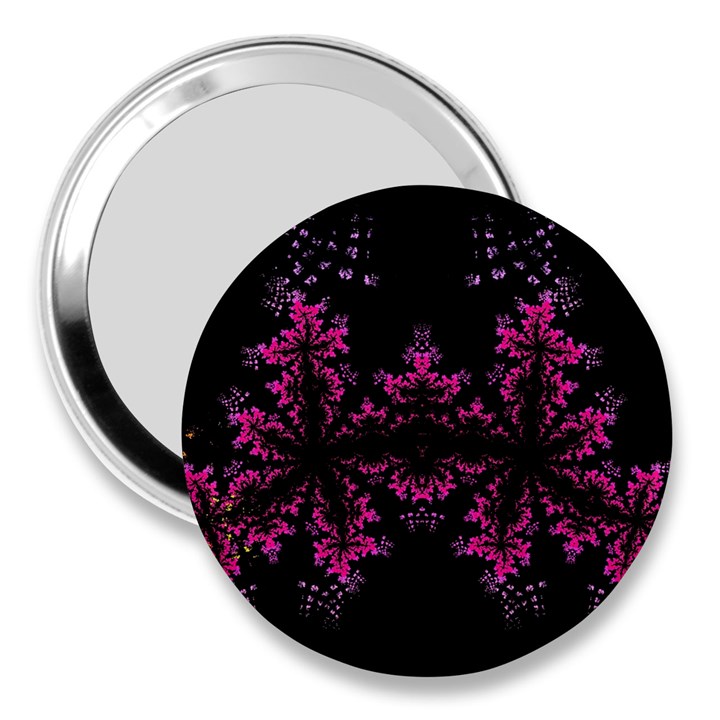 Violet Fractal On Black Background In 3d Glass Frame 3  Handbag Mirrors