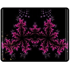 Violet Fractal On Black Background In 3d Glass Frame Double Sided Fleece Blanket (medium)  by Simbadda