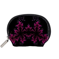 Violet Fractal On Black Background In 3d Glass Frame Accessory Pouches (small)  by Simbadda