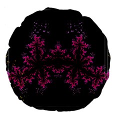 Violet Fractal On Black Background In 3d Glass Frame Large 18  Premium Flano Round Cushions by Simbadda