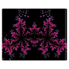 Violet Fractal On Black Background In 3d Glass Frame Double Sided Flano Blanket (medium)  by Simbadda