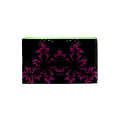 Violet Fractal On Black Background In 3d Glass Frame Cosmetic Bag (xs) by Simbadda