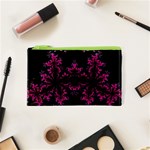 Violet Fractal On Black Background In 3d Glass Frame Cosmetic Bag (XS) Front