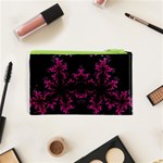 Violet Fractal On Black Background In 3d Glass Frame Cosmetic Bag (XS) Back