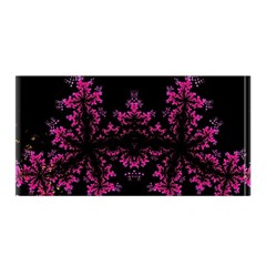 Violet Fractal On Black Background In 3d Glass Frame Satin Wrap by Simbadda