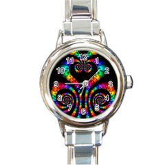 Fractal Drawing Of Phoenix Spirals Round Italian Charm Watch by Simbadda