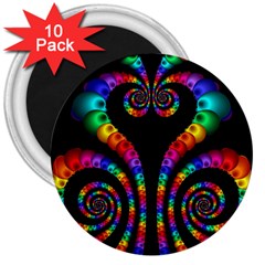 Fractal Drawing Of Phoenix Spirals 3  Magnets (10 Pack)  by Simbadda