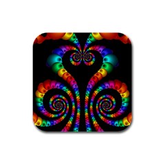 Fractal Drawing Of Phoenix Spirals Rubber Square Coaster (4 Pack)  by Simbadda