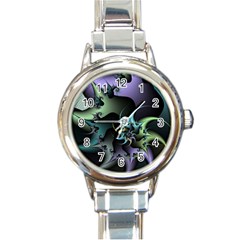 Fractal Image With Sharp Wheels Round Italian Charm Watch by Simbadda