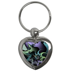 Fractal Image With Sharp Wheels Key Chains (heart)  by Simbadda