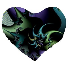 Fractal Image With Sharp Wheels Large 19  Premium Flano Heart Shape Cushions by Simbadda