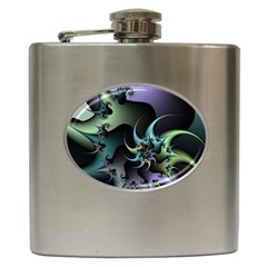 Fractal Image With Sharp Wheels Hip Flask (6 Oz) by Simbadda