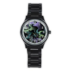 Fractal Image With Sharp Wheels Stainless Steel Round Watch by Simbadda