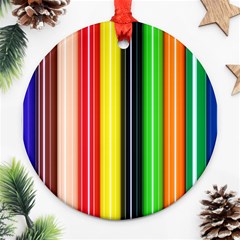 Stripes Colorful Striped Background Wallpaper Pattern Ornament (round) by Simbadda