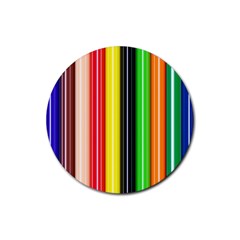 Stripes Colorful Striped Background Wallpaper Pattern Rubber Round Coaster (4 Pack)  by Simbadda