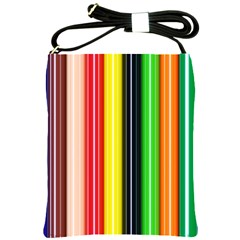 Stripes Colorful Striped Background Wallpaper Pattern Shoulder Sling Bags by Simbadda