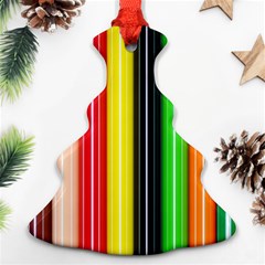 Stripes Colorful Striped Background Wallpaper Pattern Christmas Tree Ornament (two Sides) by Simbadda