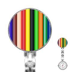 Stripes Colorful Striped Background Wallpaper Pattern Stainless Steel Nurses Watch by Simbadda