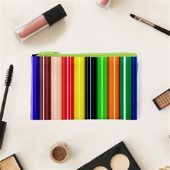 Stripes Colorful Striped Background Wallpaper Pattern Cosmetic Bag (xs) by Simbadda