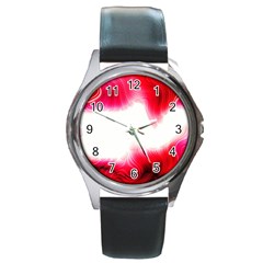 Abstract Pink Page Border Round Metal Watch by Simbadda